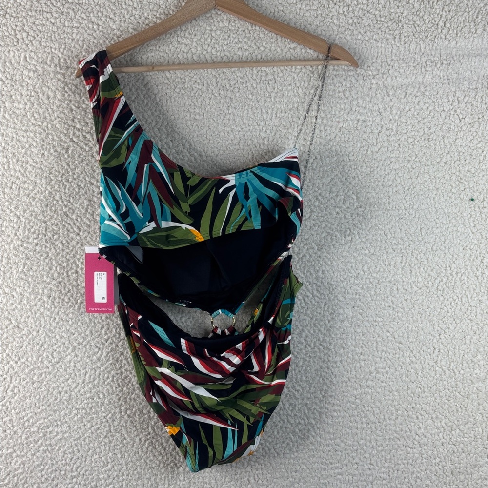 NWT Vince Camuto Womens Tropical Print One Shoulder One-Piece Swimsuit Size 14 - Picture 4 of 7